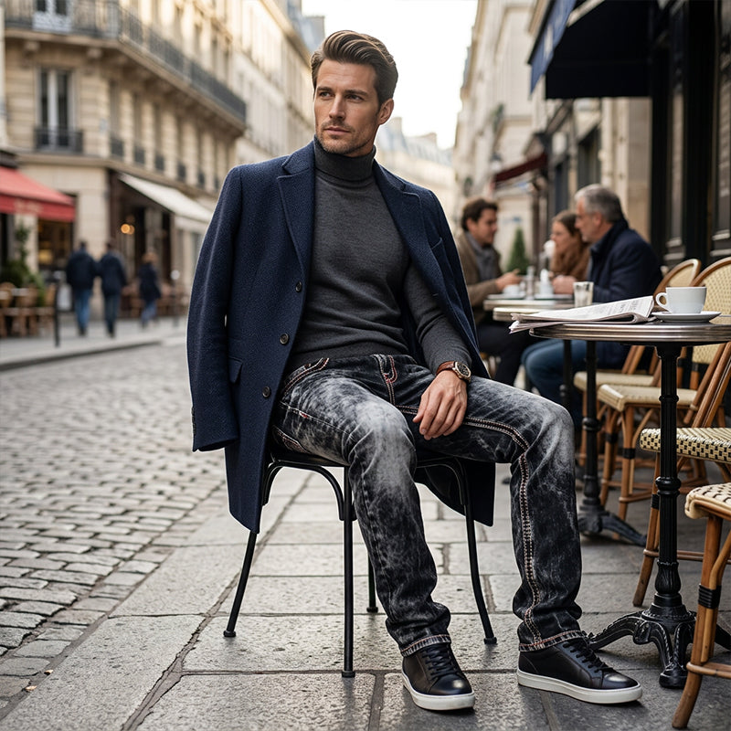 Men's Fashion Stretch Jeans,Minimalist Style Suitable For Summer, Emo Style